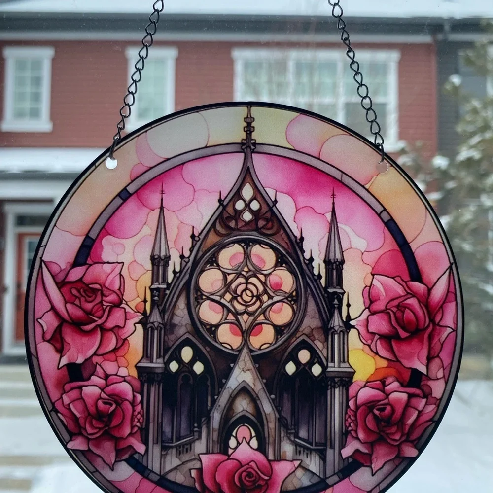🌼2 for $25🌼 Romantic Cathedral. 6 inch acrylic hanging window decor suncatcher - Picture 3 of 4